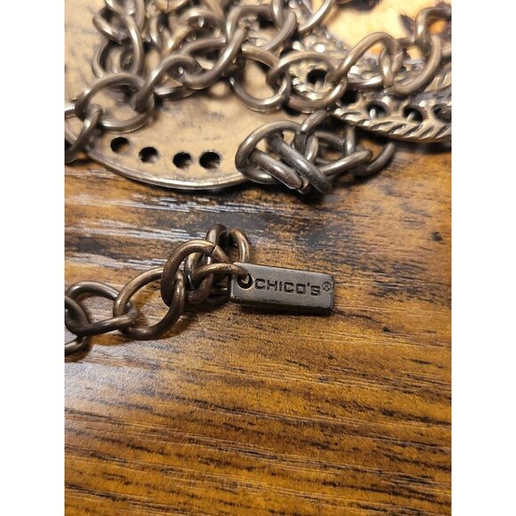 Chico's Leopard Concho Chain Belt Animal Adjustable Medallion Link Calf Hair OS - Picture 8 of 11